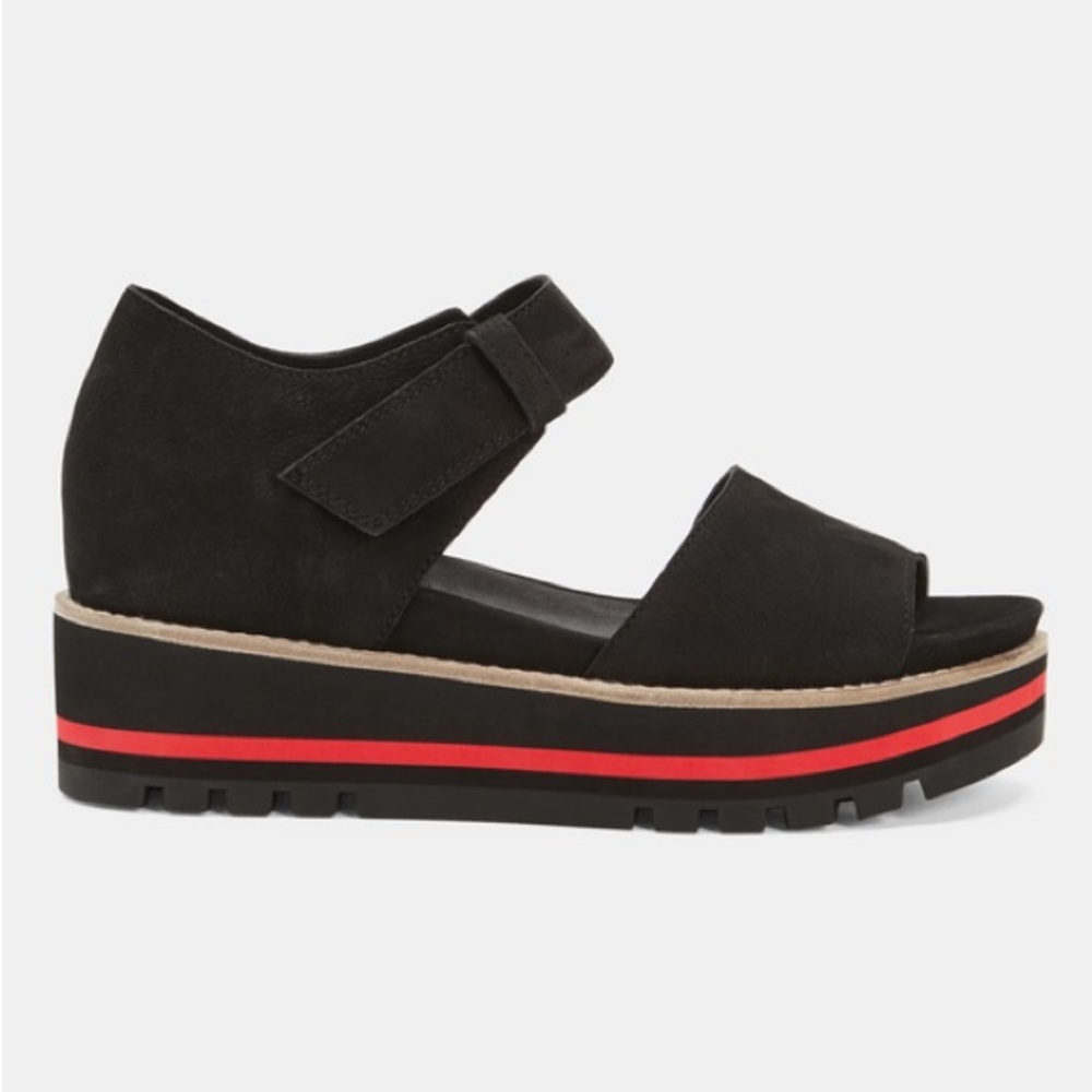 Eileen Fisher Black and Red Platform Sandals